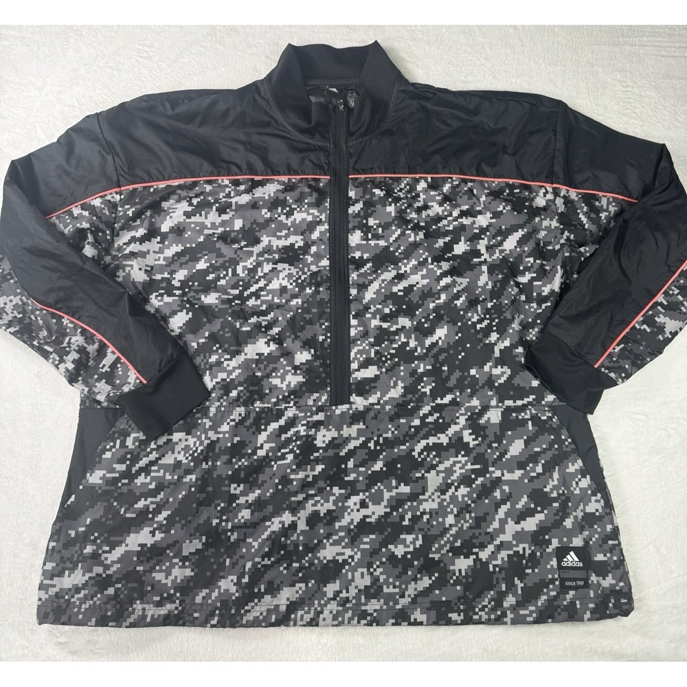Adidas Jacket Running Mens 2XL ID Woven Camo Half-Zip Track Jacket